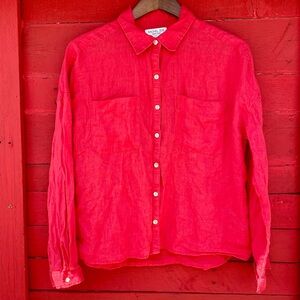 Rachel Zoe linen button down long sleeve collared top